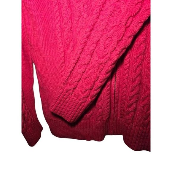L.L. Bean Cable Knit Full Zip Sweater Women Size L Pink - Picture 4 of 5
